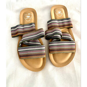 Rocket Dog Ellen Multi Stripe Strappy Flat Sandals Women Size 7